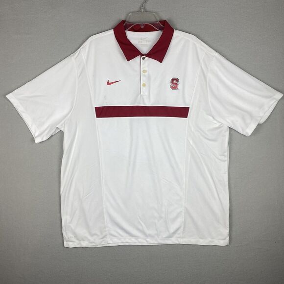 Nike Stanford White Cardinal Red Dri-Fit Polo Golf Shirt 2XL - Picture 1 of 9
